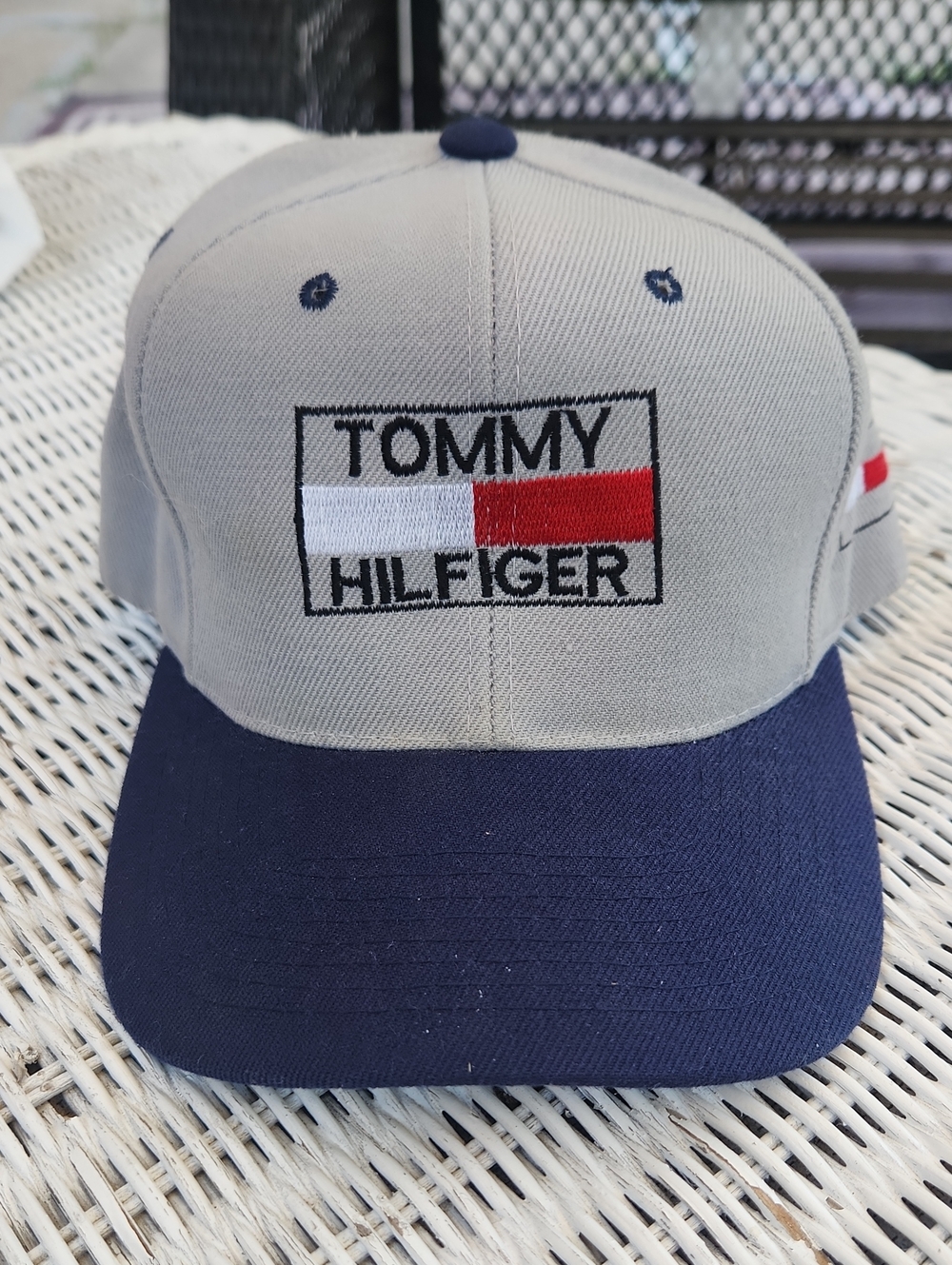 Tommy Hilfiger Gray, Navy and Red Logo Baseball Cap